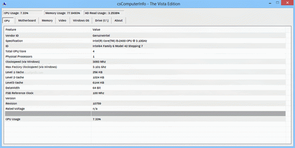 csComputerInfo - The Vista Edition