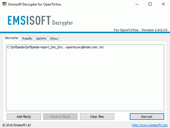 Emsisoft Decrypter for OpenToYou