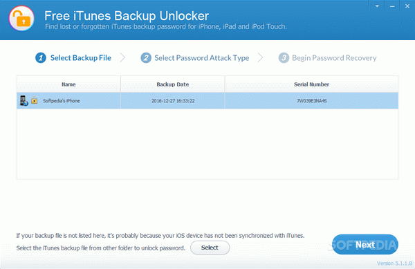 Free iTunes Backup Unlocker