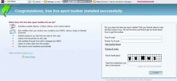 free live sport toolbar for IE