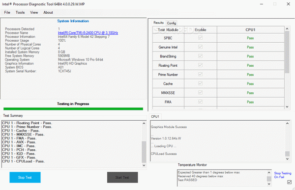 Intel Processor Diagnostic Tool