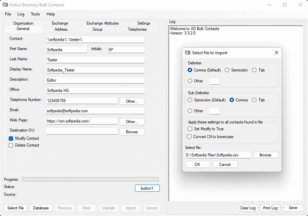 isimSoftware Active Directory Bulk Contacts