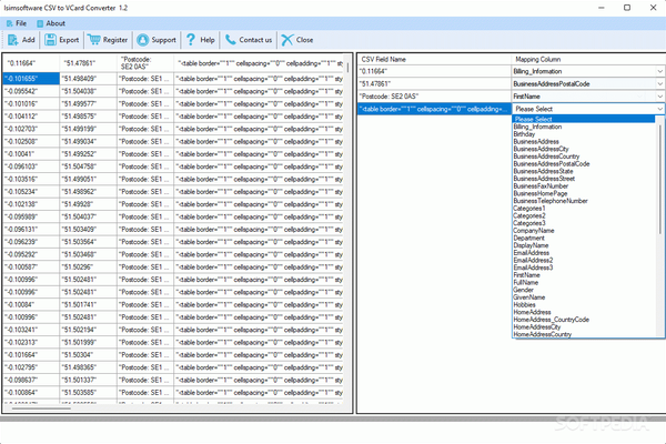 isimSoftware CSV to vCard Converter