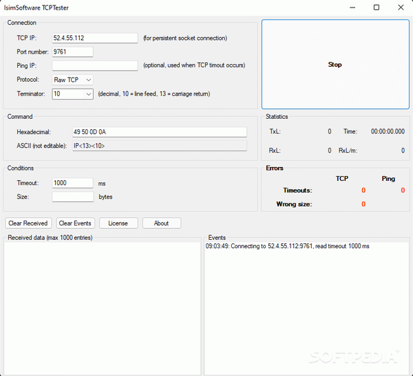 isimSoftware TCP Tester