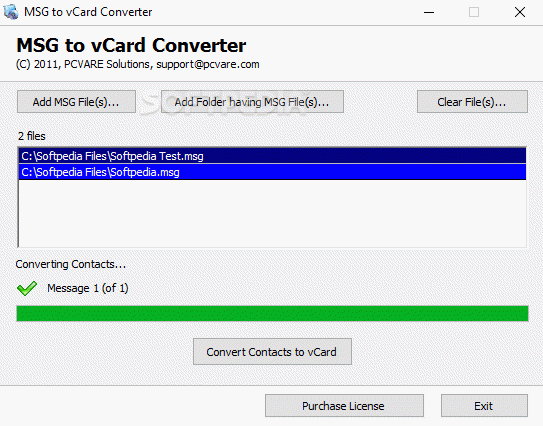 MSG to vCard Converter