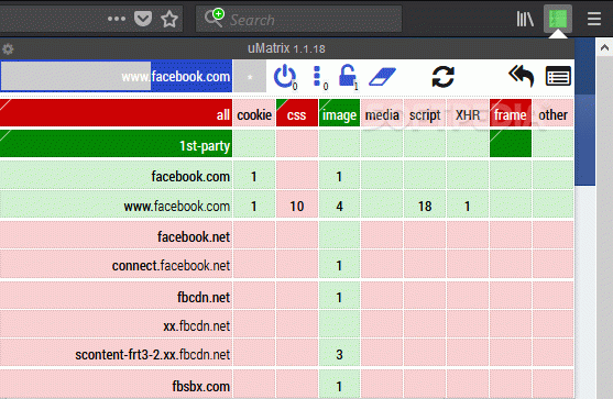 uMatrix for Firefox