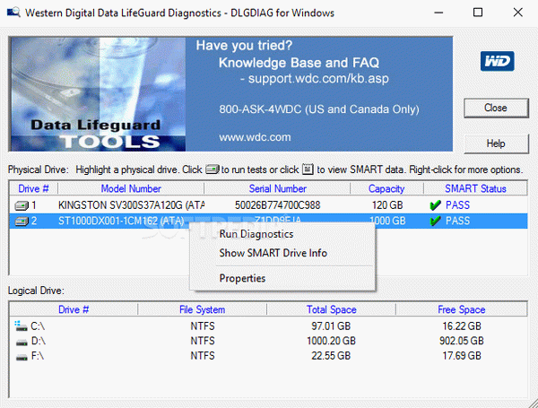 Western Digital Data Lifeguard Diagnostics