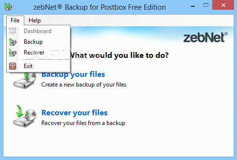 zebNet Backup for Postbox Free Edition