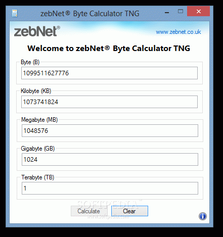 zebNet Byte Calculator TNG
